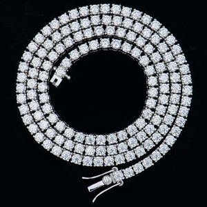 独家折扣批发女式银925饰品3毫米钻石Moissanite Moissanite网球链项链男士礼品 - Product Image 1