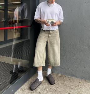 <span class=keywords><strong>Bermudas</strong></span> vaqueras súper sueltas personalizadas para <span class=keywords><strong>hombre</strong></span>, pantalones cortos largos <span class=keywords><strong>de</strong></span> mezclilla marrón lavados <span class=keywords><strong>de</strong></span> patinador callejero <span class=keywords><strong>de</strong></span> tendencia <span class=keywords><strong>de</strong></span> moda sólida Retro Vintage - Product Image 2
