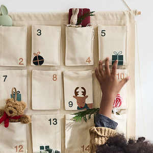 تصميم معلق على الحائط من القماش ، عد تنازلي للكريسماس ، ديكورات منزلية للعطلات ، أرقام تطريز معلقة - Product Image 4