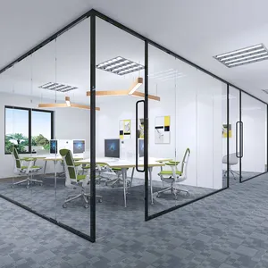 Flexspace 2024 Moderne Modulaire Geluiddichte Frameloze Aluminium Gehard Geluiddicht Glas Kantoorpartities