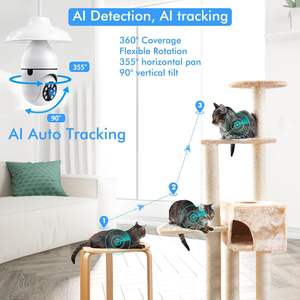 E27灯泡安全摄像机360无线室内摄像机10m红外夜视双向音频全彩灯无需布线 - Product Image 2