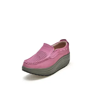 Lotipo personalizado al por de buena calidad de cuero de gamuza zapatos de tacon de plataforma para mujer休闲