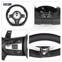 Boutons argentés pour volant de voiture modifié en cuir à 3 branches pour BMW Série 5/7 E53/E90-E93/E70-E71/E12/E89/E84/E81/E87/E82/E88