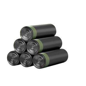 Pochette poubelle de fécule de maïs 100% biodégradable et compostable Sacs poubelle noirs non parfumés avec cordon de serrage - Product Image 1