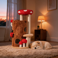 En gros Arbre à chat de luxe en forme de champignon, 4 niveaux, grand complexe forestier avec poteaux à gratter en sisal, mobilier moderne pour animaux de compagnie d'intérieur