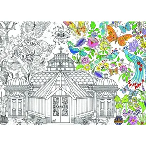 Affiche de coloriage géante en velours, maison en verre de jardin, 100x70cm, pour enfants et adultes