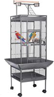 Vente en gros 68 pouces designs de luxe noir acier métal fer volière canari perruche pinson animal de compagnie grand perroquet amour cage à oiseaux à vendre