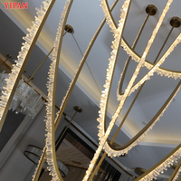 Suspension Industrielle Vintage en Cristal, Lustre Led Haut Plafond pour Bureau à Domicile