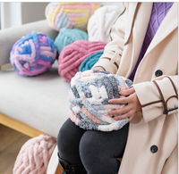 Fil fantaisie en gros, fil chenille polyester doux et épais de 2 et 3 cm pour tricot à la main de couvertures