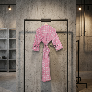 Fait main, 100% coton, imprimé numérique floral, col en V, fermeture à cordon, manches trois-quarts, respirant, toutes saisons, pour femmes - Product Image 1