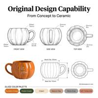 Mug à café en céramique personnalisé en forme de citrouille, gravure de nom, design confortable pour les boissons d'automne, fêtes d'Halloween, cadeaux attentionnés