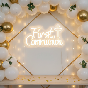 Letrero Luminoso de Neón para Decoración de Pared de Primera Comunión. Letrero LED. Bendición de <span class=keywords><strong>Dios</strong></span> para la Primera Comunión, Bautizo, Fiesta. Letreros de Neón Personalizados - Product Image 1
