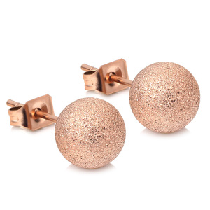 Pendientes de bola de acero de titanio esmerilado de 6mm y 8mm, diseño geométrico simple para mujeres, estudiantes, joyería de moda - Product Image 2