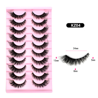 Vente en gros de cils duveteux personnalisés faux vison pleine bande cils emballage personnalisé boîte étui 10 paires plateau doux moelleux cils