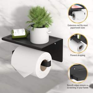 Soporte de papel higiénico multifuncional de alta calidad, construcción resistente con estante de almacenamiento adicional para teléfonos inteligentes y accesorios - Product Image 4