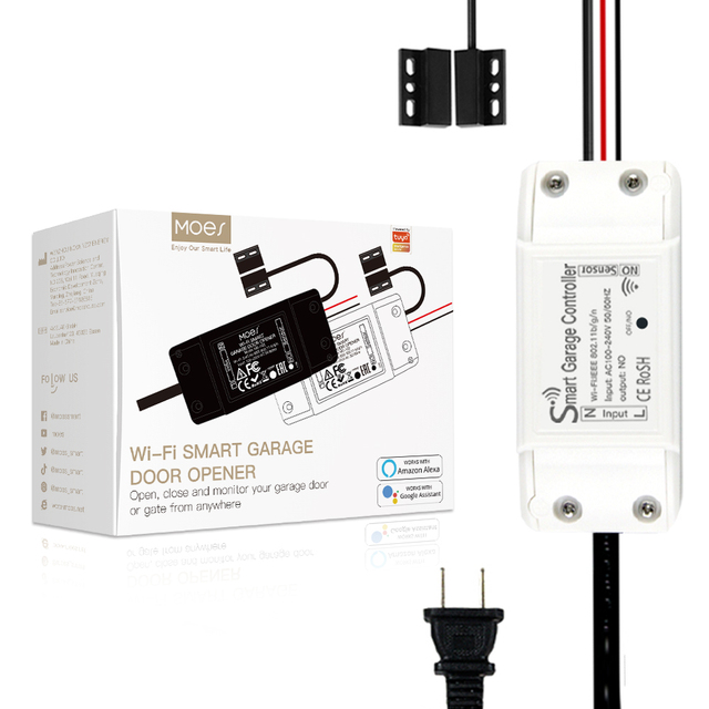 Tuya WiFi Smart Garage Door Controller Wireless Garage Door Opener WiFi Switch Remote Control Rolling Door No Motor