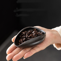 Plat de dosage vintage en céramique pour grains de café, en forme de feuille, support à thé Chahé, accessoire de cérémonie du thé pour barista à domicile et thé Gongfu