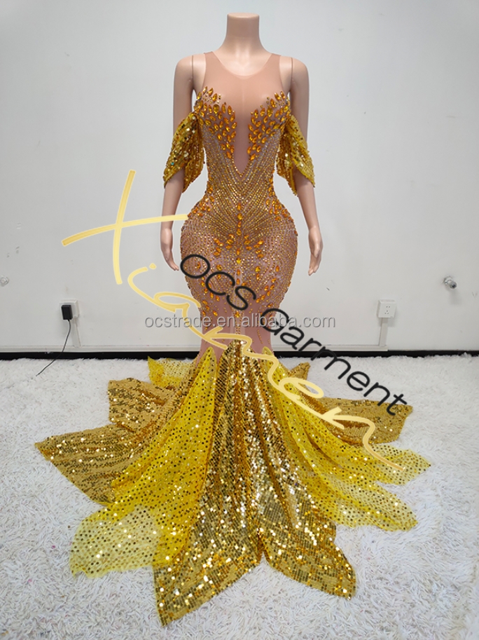 Luxury Sequin Bling Rhinestone Bridesmaid Wedding Dress Gold Beaded Diamond  Elegant Wedding Dresses 2024 for Women| Alibaba.com