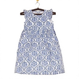 Robe Courte Décontractée Sans Manches à Col Rond pour Filles Indiennes, 100% Coton, Taille Ample, Imprimé Floral, Écologique, Lavable, avec Poches - Product Image 1
