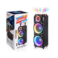 NDR-1526 Altavoz de Karaoke Inalámbrico Doble de 15 Pulgadas, Caja de Sonido DJ Profesional con Iluminación LED RGB, Altavoz de Madera para Fiestas, Altavoz de Plástico para Computadora