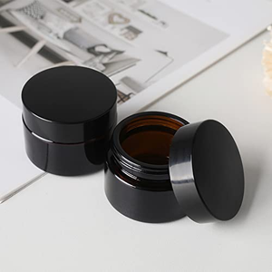 Offre Spéciale – Pot en Verre Ambré de 1 oz pour Crème, Contenants Cosmétiques Vides pour Lotion avec Doublures Intérieures, Couvercle Noir et Spatule - Product Image 2