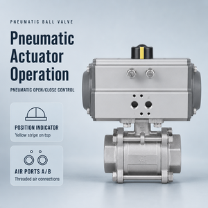Actuador Neumático de Bola de Doble Acción de Acero Inoxidable con Rosca Hembra para Uso Industrial - Product Image 1