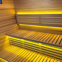 Sauna Cuadrada Interior de Cedro Rojo Canadiense Premium para 6 Personas, para Baño o Spa, con Estufa Eléctrica Harvia