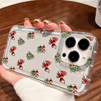 Coque de téléphone portable transparente antichoc avec nœud de Noël pour iPhone 14 15 Plus 16 17 18 Pro Max