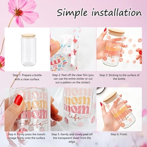 Autocollants de transfert UV DTF Mama pour tasses, 12 feuilles, imperméables, motif floral, pour verres, cadeau d'anniversaire pour la fête des Mères - Product Image 5