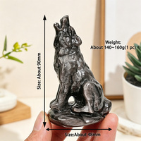 Statue de loup hurlant en obsidienne argentée naturelle sculptée à la main pour la décoration intérieure, la guérison et les cadeaux (vente en gros)