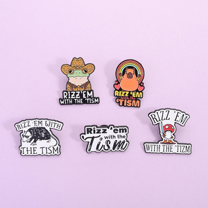 Rizz Em With the Tism Pins en émail, Broches animales (Cowboy, Grenouille, Arc-en-ciel, Capybara), Badges pour sac à dos et revers, Bijoux sur le thème de l'autisme, pour cadeau - Product Image 2
