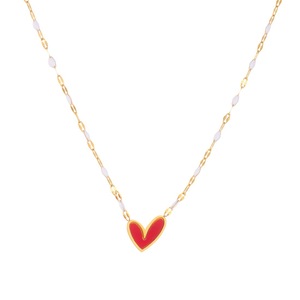 Cadena <span class=keywords><strong>de</strong></span> Labios Chapada en <span class=keywords><strong>Oro</strong></span> Simple y Moderna con Colgante en Forma <span class=keywords><strong>de</strong></span> Corazón Negro y Rojo, Collar <span class=keywords><strong>de</strong></span> Acero Inoxidable para Mujer - Product Image 6