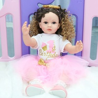 Peluche Reborn de 24 pouces, poupée de grande taille peinte avec cheveux bouclés, cadeau de Noël parfait pour les enfants