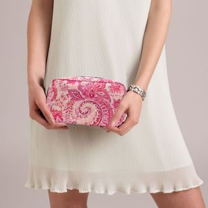 Wholesale Custom Printed Makeup <b>Bag</b> Red Boho Cosmetic Pouch Zipper Vintage Pink Floral Toiletry <b>Wash</b> <b>Bag</b> - Product Image 3