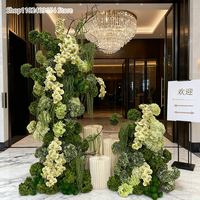 Luxueuze groene en blauwe hortensia KT-board bloemstuk voor bruiloft achtergronddecoratie, bloemstuk, evenementendecoratie