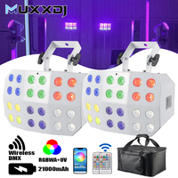 2 Projecteurs Spider Rechargeables 24*12W RGBWA+UV Sans Fil DMX à Batterie LED pour Mariages, Fêtes, DJ et Événements Scéniques
