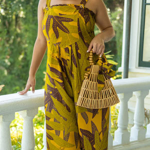 Mono Largo de Pierna Ancha con Estampado Hawaiano Personalizado OEM, de Alta Calidad, 100% Rayón, Tela Suave, con Bolsillos y Botones - Product Image 3