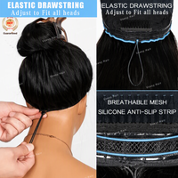 Perruque en cheveux humains 3-en-1 à cordon élastique, lisse, demi-lace, sans colle, installation rapide, facile pour les débutantes, pour femmes - Meilleures ventes