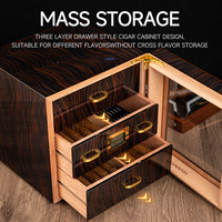HANNICOOK Boîte à cigares en bois de cèdre à trois niveaux avec fenêtre de visualisation, finition laquée haute brillance, grande capacité, pour l'humidification