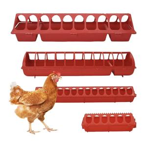 Nouvelle mangeoire tubulaire en plastique pour volailles, poussins, <span class=keywords><strong>pigeons</strong></span>, cailles, usage agricole, rouge/jaune, durable - Product Image 1