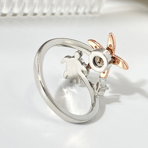 Bague Étoile de Mer et Tortue en Laiton avec Émail Bleu et Zircon Cubique, Bijoux pour Femme Style Côtier - Product Image 5