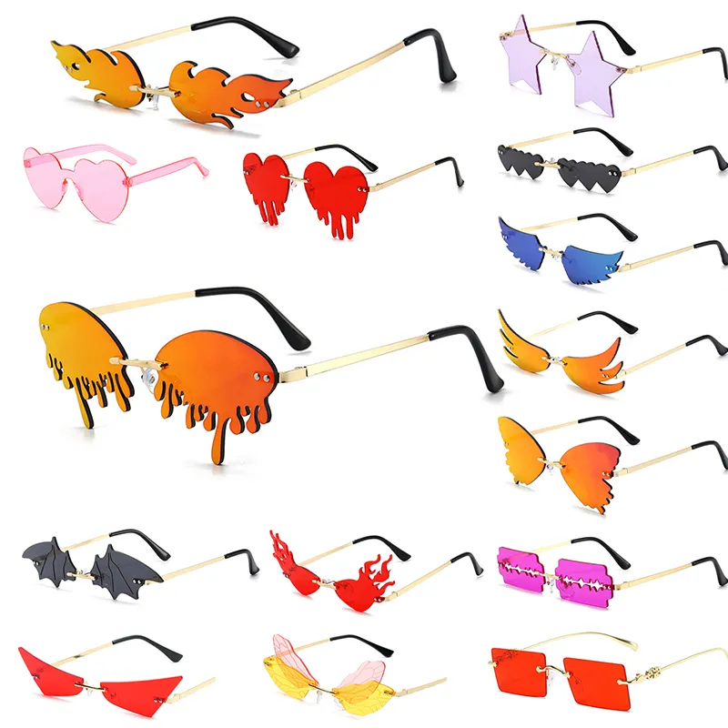 Toptan satıcı bayanlar lot şekli çerçevesiz çerçeveleri parti güneş gözlüğü gözlük