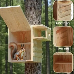 Nouvelle Niche en <span class=keywords><strong>Bois</strong></span> pour Écureuils, Forme de Pomme de Pin, à Suspendre en Extérieur, pour Hamsters, Habitat d'Élevage Animal, Boîte en <span class=keywords><strong>Bois</strong></span> Massif - Product Image 1