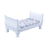 1:12 Mini Europäisches Einzelbett Gummi-Szenenornamente Pädagogisches DIY-Spielzeug Puppenhaus-Dekorationen Möbel Schlafzimmer-Dekoration