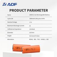 3.7v 3000mah 26650 Cellule de batterie au lithium cylindrique Batteries rechargeables Li Ion