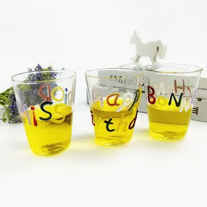 High borosilicate Three-dimensional letters Glass Milk Cup Reusable Cup Glass Color the letter Can Shape Glass Cup