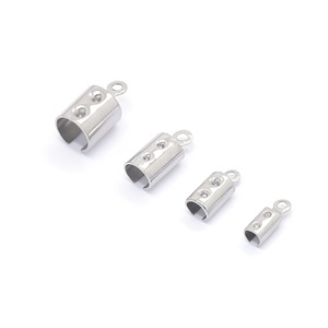 Stainless Steel <b>Leather</b> Cord Clips Round With Dotted Holes For <b>Bracelet</b> Making DIY Jewelry Accessories XYH24 - Product Image 4