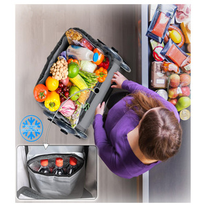 Carro de la compra con 6 <span class=keywords><strong>ruedas</strong></span> Carro de la compra con compartimento aislado plegable Bolsa 3 en 1 Carro de gran capacidad - Product Image 6