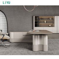 Bureau debout convertible et extensible en bois contemporain Liyu Luxury Design pour PDG et cadres, avec armoire latérale
