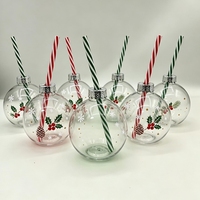 En stock : Gobelet moderne en verre avec couvercle à paille et motif de Noël – Cadeau d'affaires unisexe